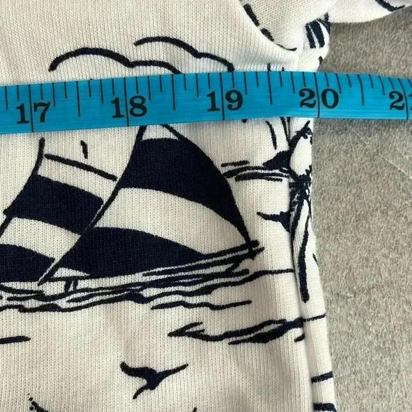 [MP] TALBOTS Beach  Palm Sailing Print Hoodie Sweatshirt PULLOVER Top - Picture 3 of 6